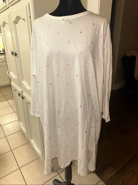 Victoria's Secret White Nightshirt with Pink Heart Print